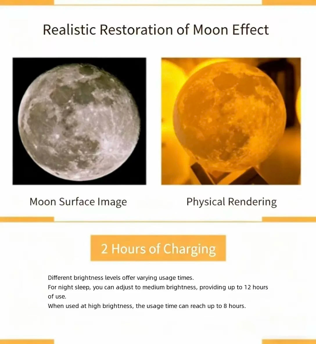 Custom Photo 3D Moon Lamp with Stand