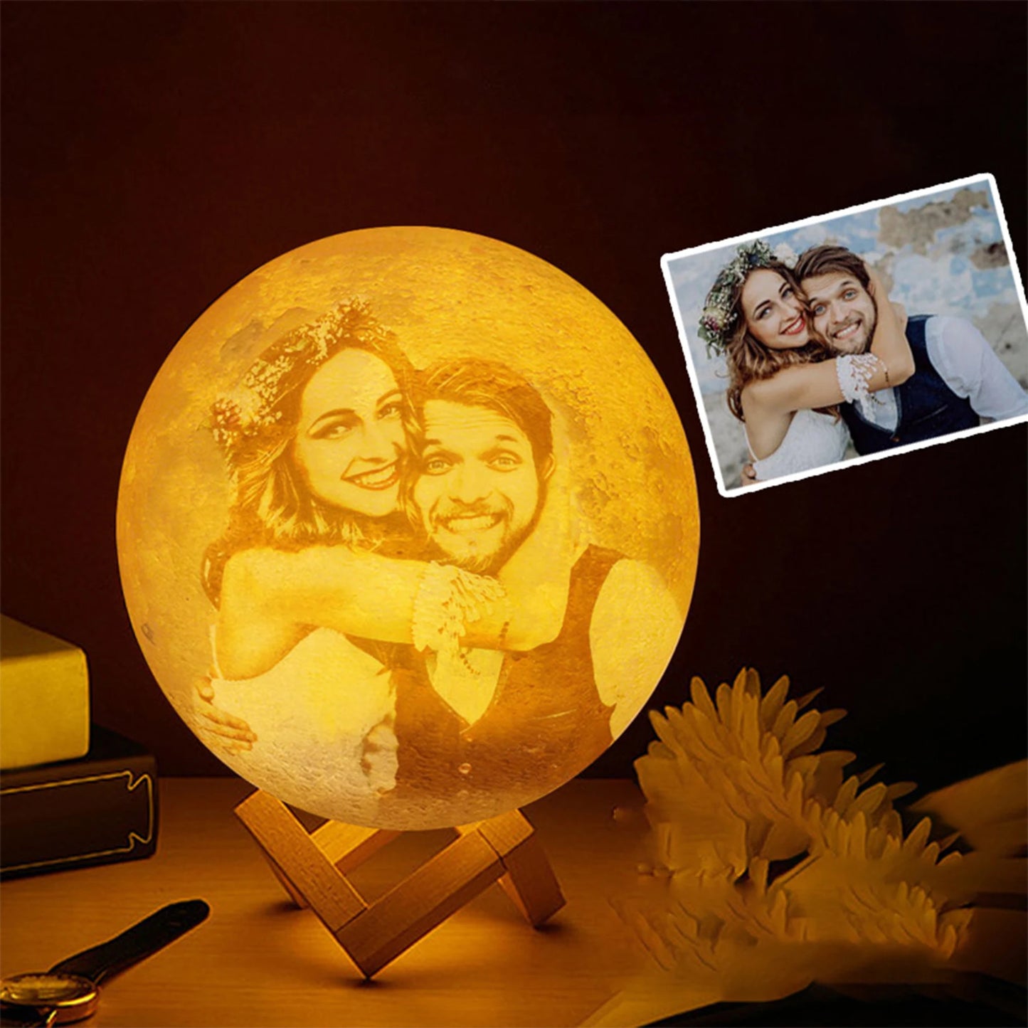 Custom Photo 3D Moon Lamp with Stand