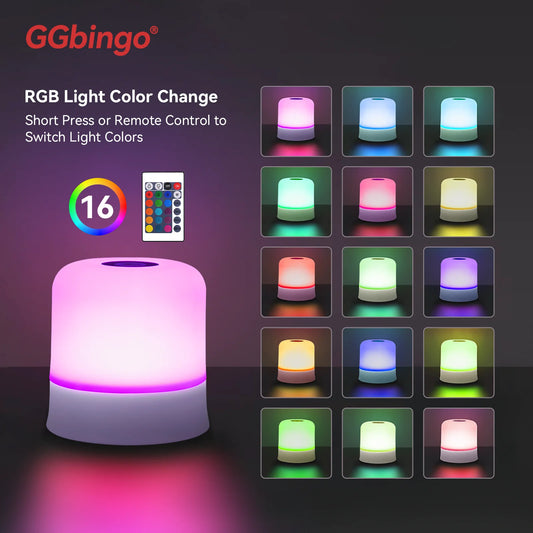RGB Touch Night Light with Remote Control - 16 Colors