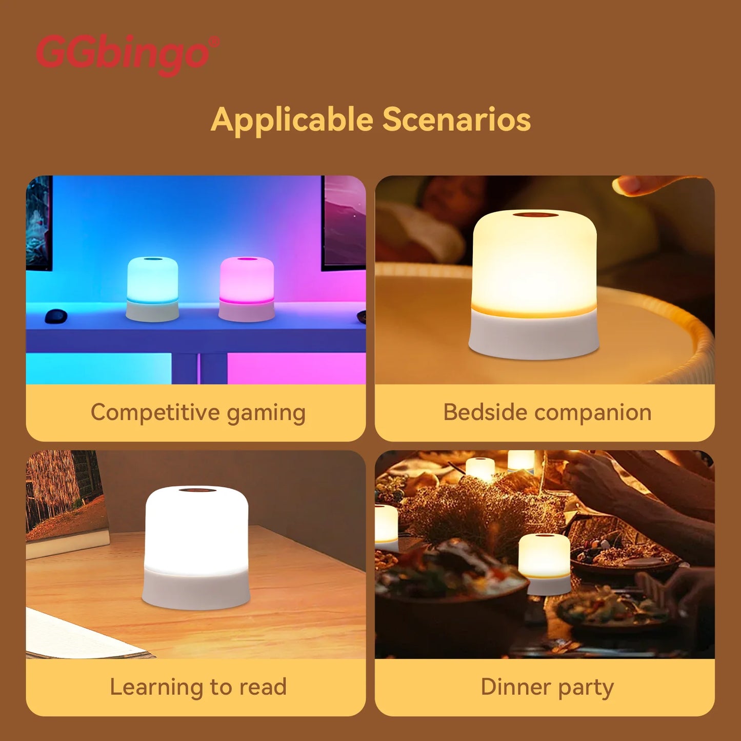 RGB Touch Night Light with Remote Control - 16 Colors